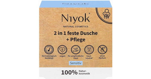 NIYOK 2 in 1 solid shower bar + moisturiser sensitive